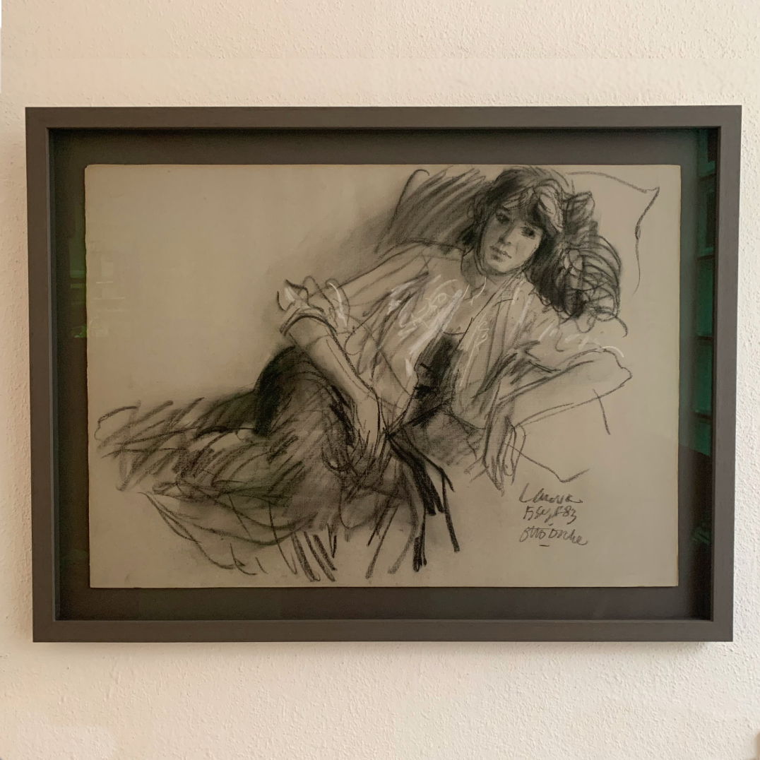 Krijttekening Otto Dicke in houten lijst