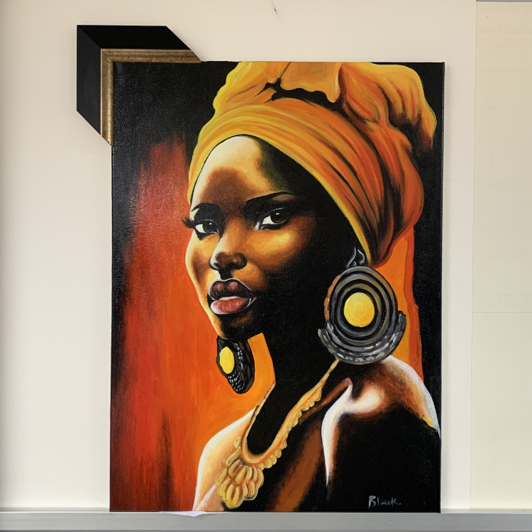 Zwarte lijst met goud bruine binnenrand