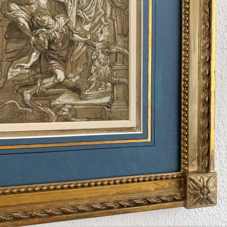 Detail nieuwe, gedecoreerde passe-partout