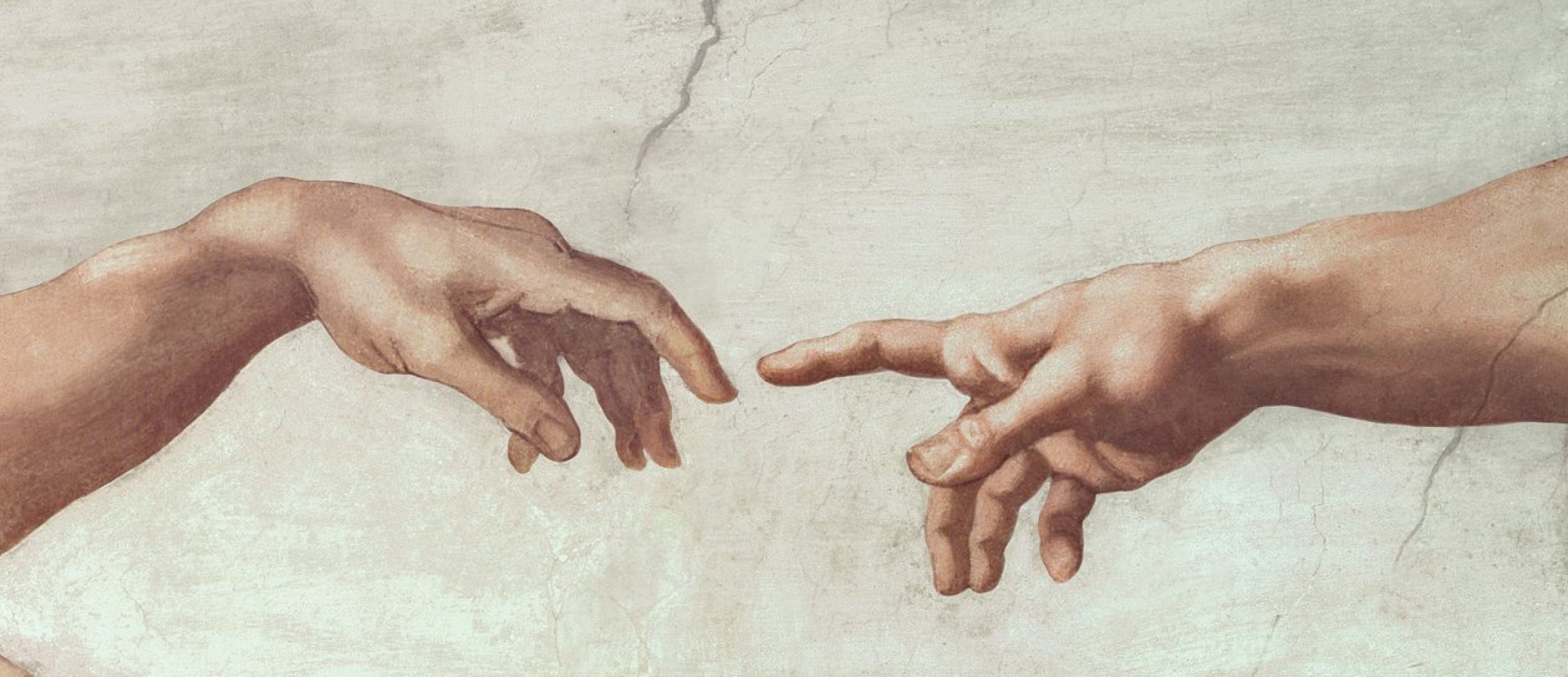 Michelangelo_Buonarroti_-_Hands_of_God_and_Adam_detail_from_The_Creation_of_Adam_from_the_Sistine_Ceiling_-_(MeisterDrucke-99266)